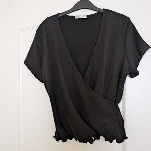Paper Crane Large Black Wrap Top